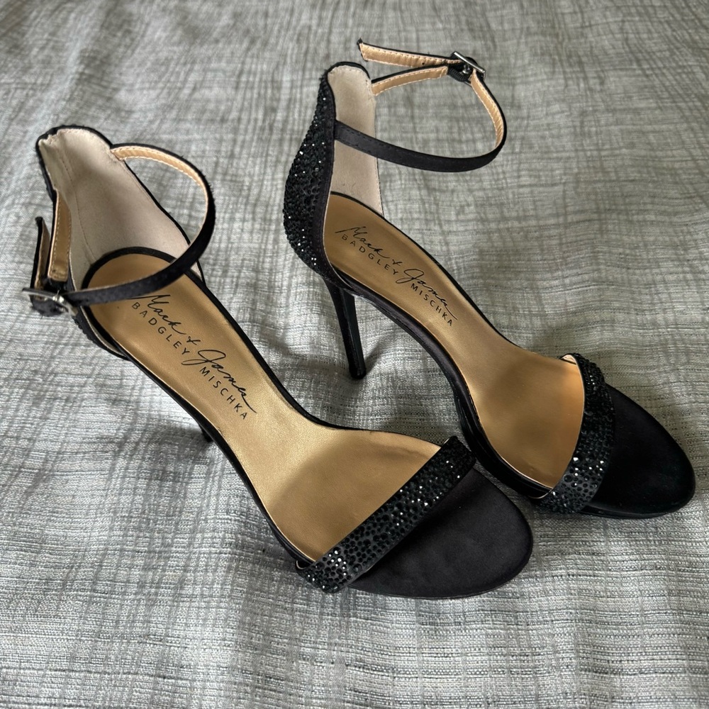 Badgley Mischka rhinestone heels.